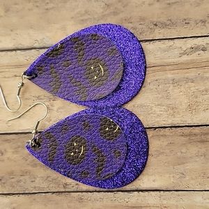 Halloween Teardrop Faux Leather Earrings